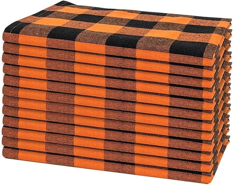 مناديل كتان بالطراز الاسكتلندي لهالوين 12 قطعة 40x40 سم ديكورات طاولة الطعام للمناسبات - Image 1